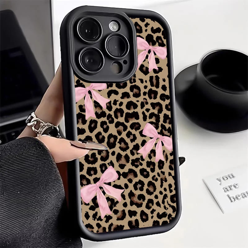 Leopard Print Bow iPhone Case – Waterproof, Shockproof & Scratch-Resistant