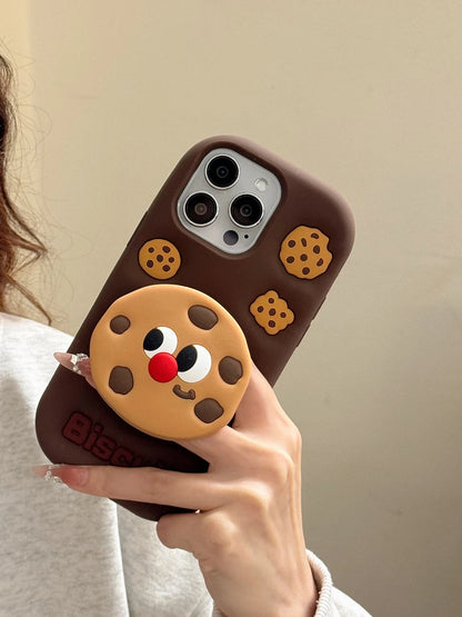 Funny Stand Holder Cookies Soft Silicone Case Cover For iPhone