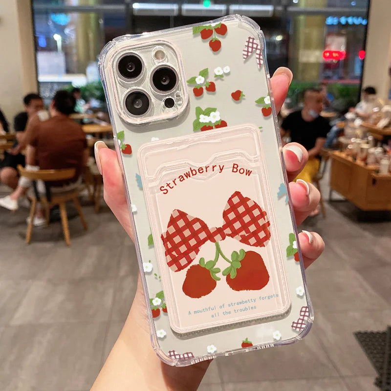 Soft Card Slot Bag Holder Phone Case For iPhone