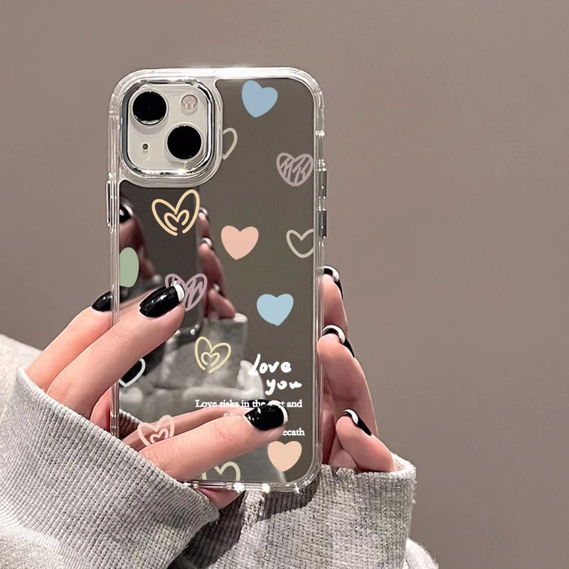 Love Heart Mirror Phone Case For iPhone
