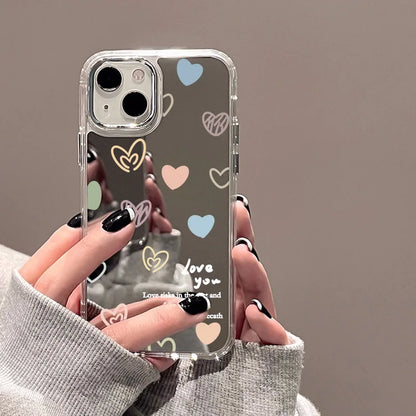 Love Heart Mirror Phone Case For iPhone