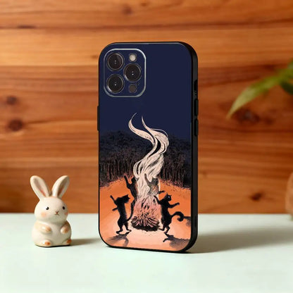 Cute Art Cat iPhone Case – Soft Black Silicone Cover