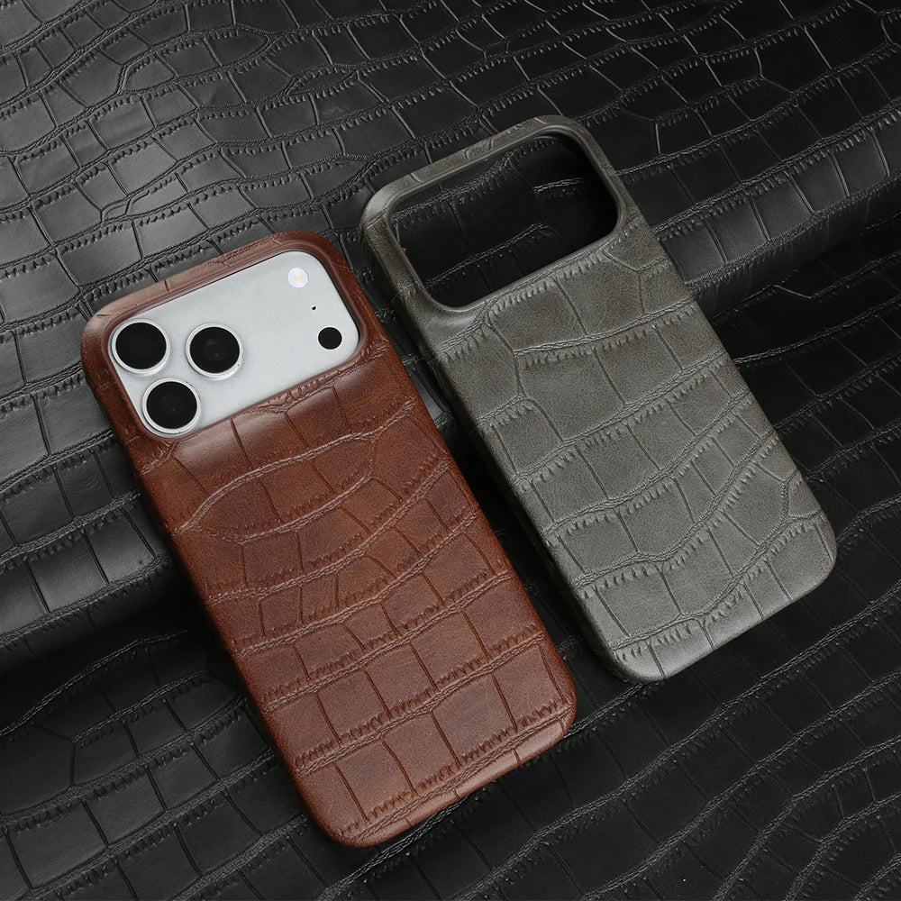 Premium Crocodile Leather Case For iPhone Back Cover
