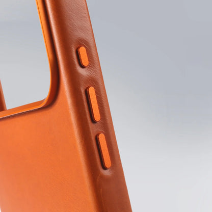 Luxury Oil-Wax Genuine Leather MagSafe Case with Wireless Charging Support