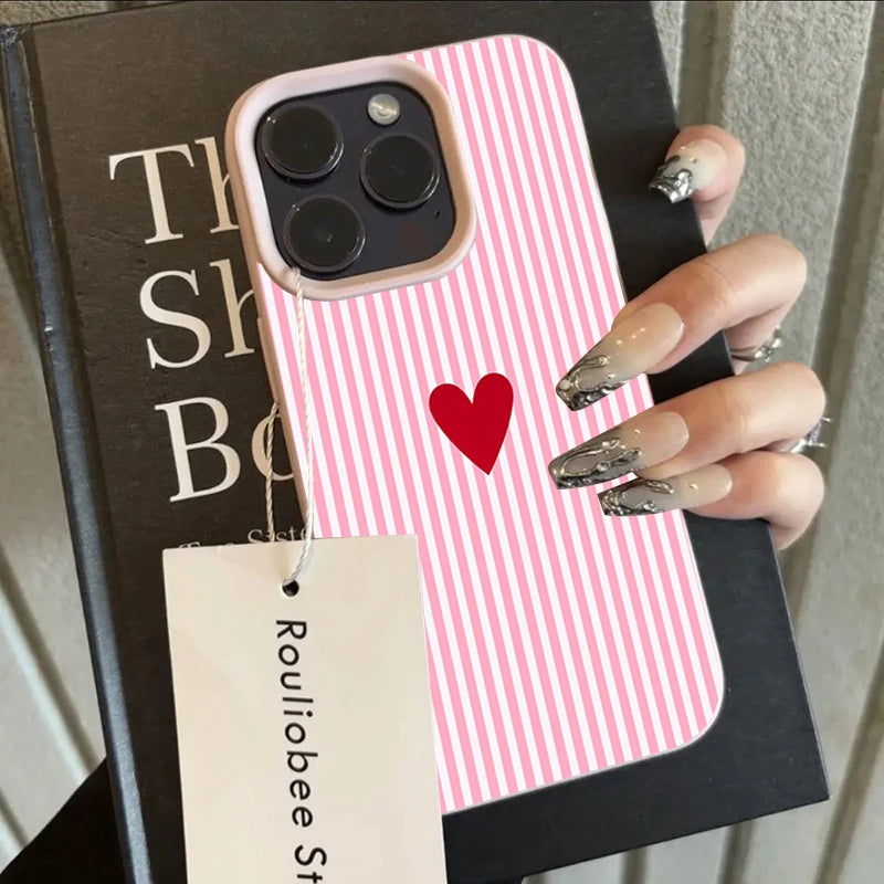 Cute Small Love Heart Pattern Fresh Phone Case For iPhone