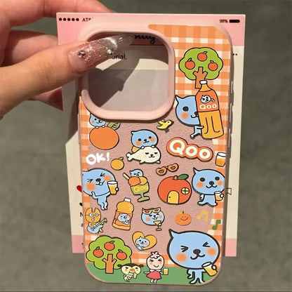 Kawaii Cartoon Imitation Leather Phone Case