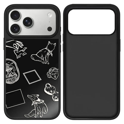 Line Graffiti Animals Black Mirror Surface Magnetic Phone Case For iPhone