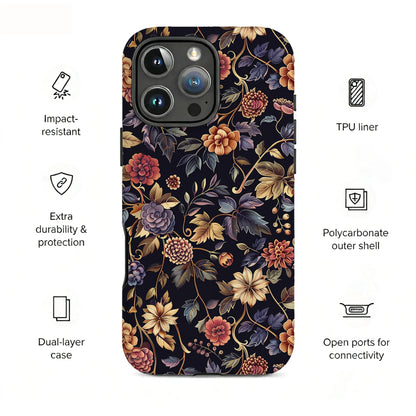 For Magsafe Retro Flower Case For iPhone Magnetic Shockproof Cover