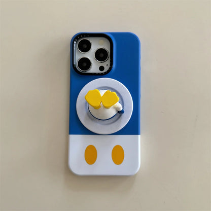 New Cartoon Mickey and Minnie Bottom Stand Phone Case For iPhone