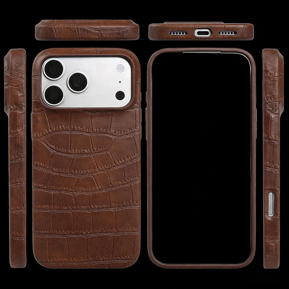 Premium Crocodile Leather Case For iPhone Back Cover