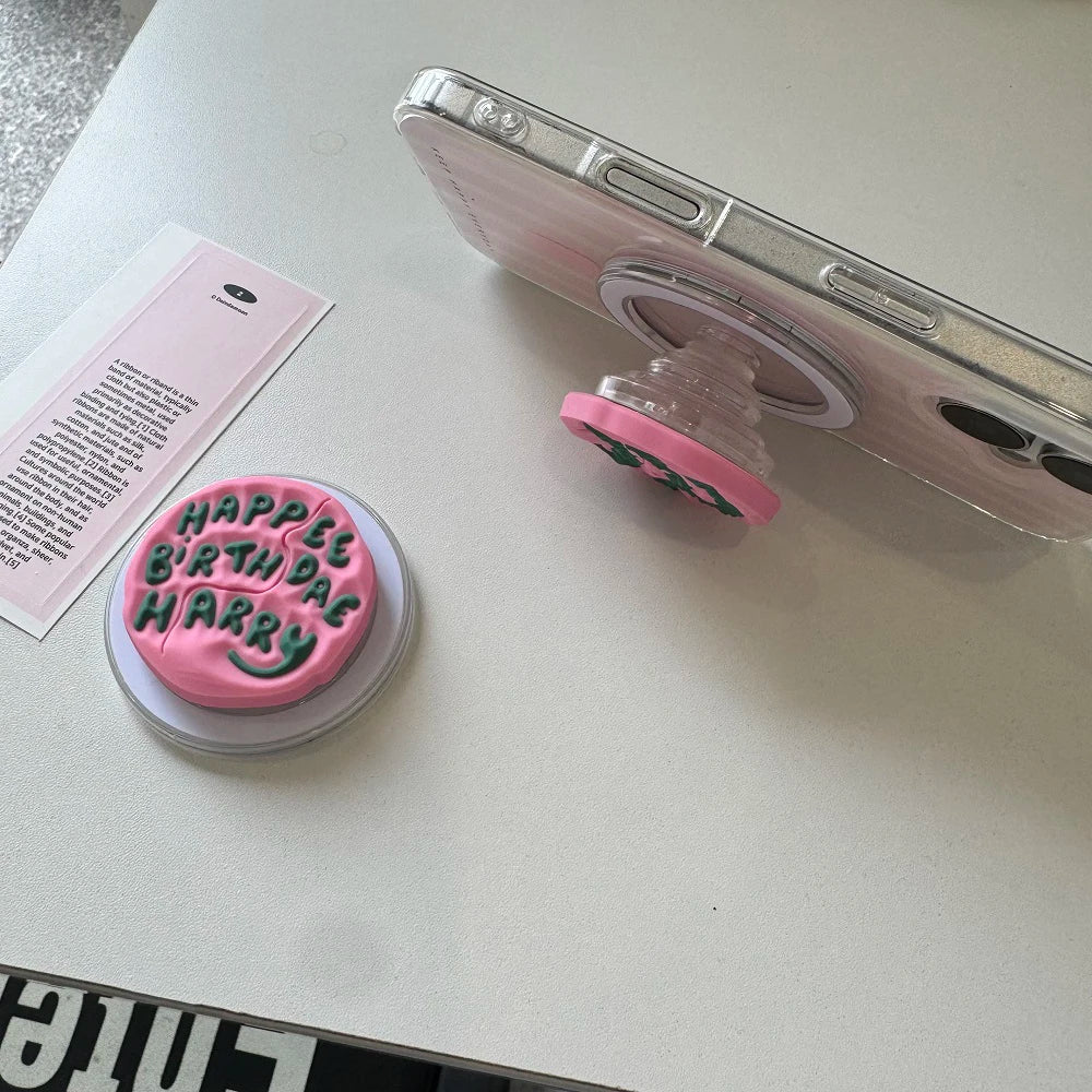 Cute Pink Stripes Magnetic Grip Tok Phone Case