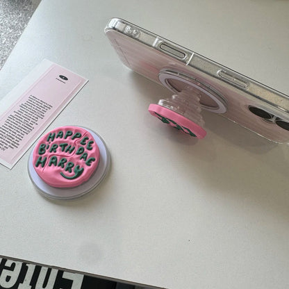 Cute Pink Stripes Magnetic Grip Tok Phone Case