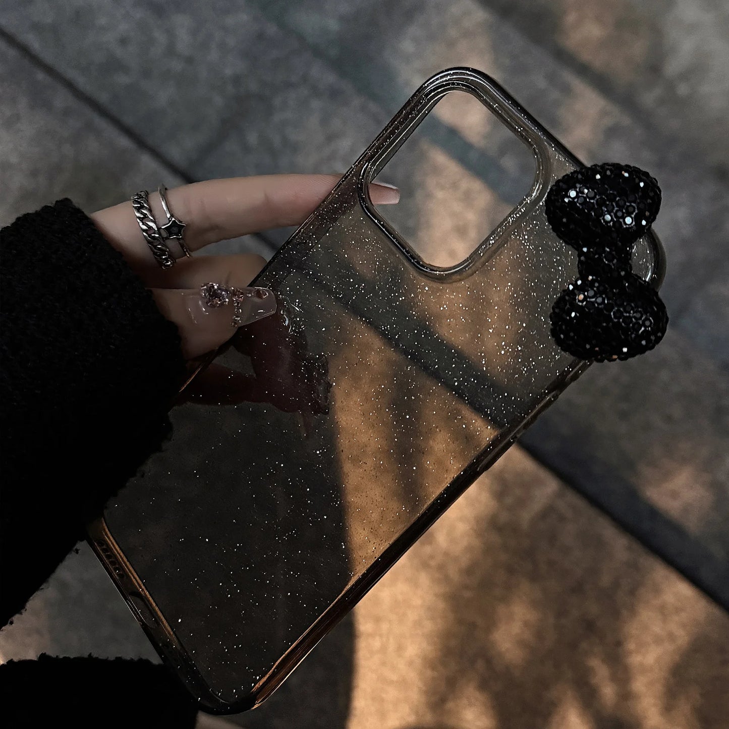 Luxury Transparent 3D Diamond Bowknot Glitter Phone Case For iPhone