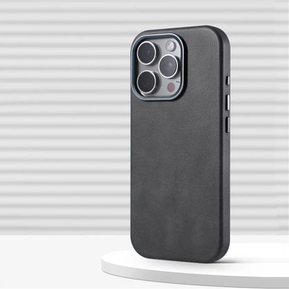 Luxury Retro Leather MagSafe iPhone Case with Magnetic Alloy Lens Cover