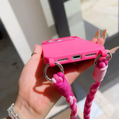 Fashion Lanyard Case For iPhone Shockproof Candy Crossbody Neck Cord Braid Strap Cover