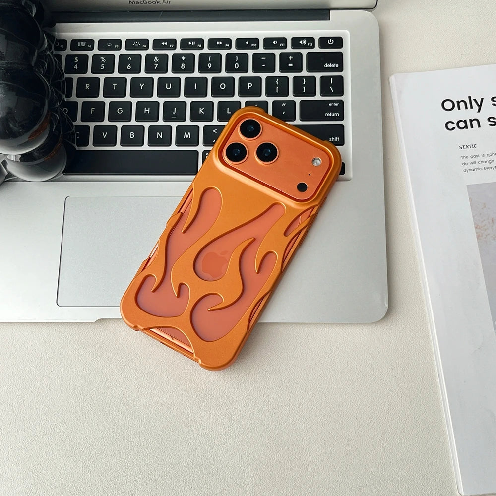 3D Flame Pattern Hollow Phone Case For iPhone Slim Shockproof Back Cover Fashion Soft TPU