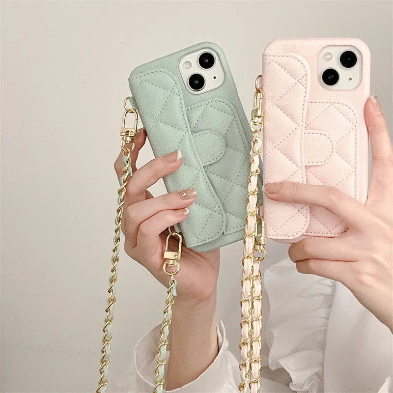 PU Leather Crossbody Lanyard Wallet With Card Holder Phone Case For iPhone Shockproof Cover