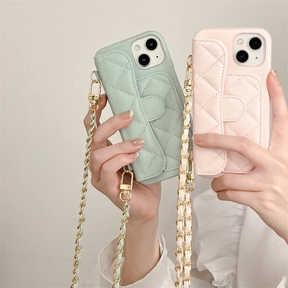 PU Leather Crossbody Lanyard Wallet With Card Holder Phone Case For iPhone Shockproof Cover