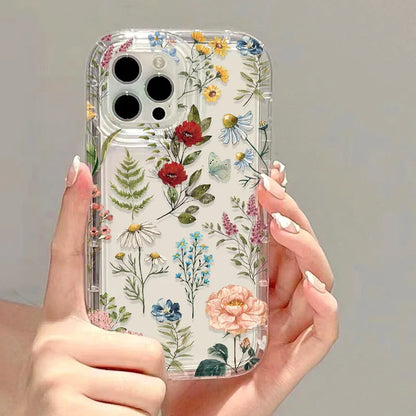 Elegant Flower Phone Case For iPhone Shockproof Silicone Transparent Cover
