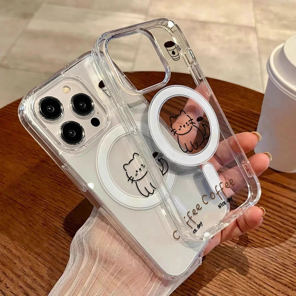 Cute Cat MagSafe Magnetic Clear Phone Case