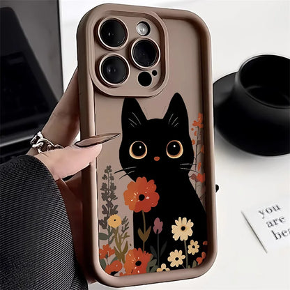 Candy Color Cute Cat Phone Case For iPhone