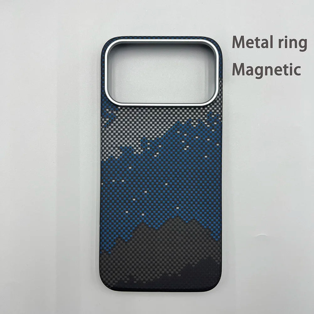 Carbon Fiber Kevlar Aramid Fiber Hard Shell Lightweight Business Black Protective Cover For iPhone