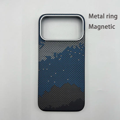 Carbon Fiber Kevlar Aramid Fiber Hard Shell Lightweight Business Black Protective Cover For iPhone