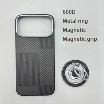 Carbon Fiber Kevlar Aramid Fiber Hard Shell Lightweight Business Black Protective Cover For iPhone