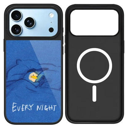Cute Lazy Duck Mirror Surface Magnetic Phone Case Cover For iPhone