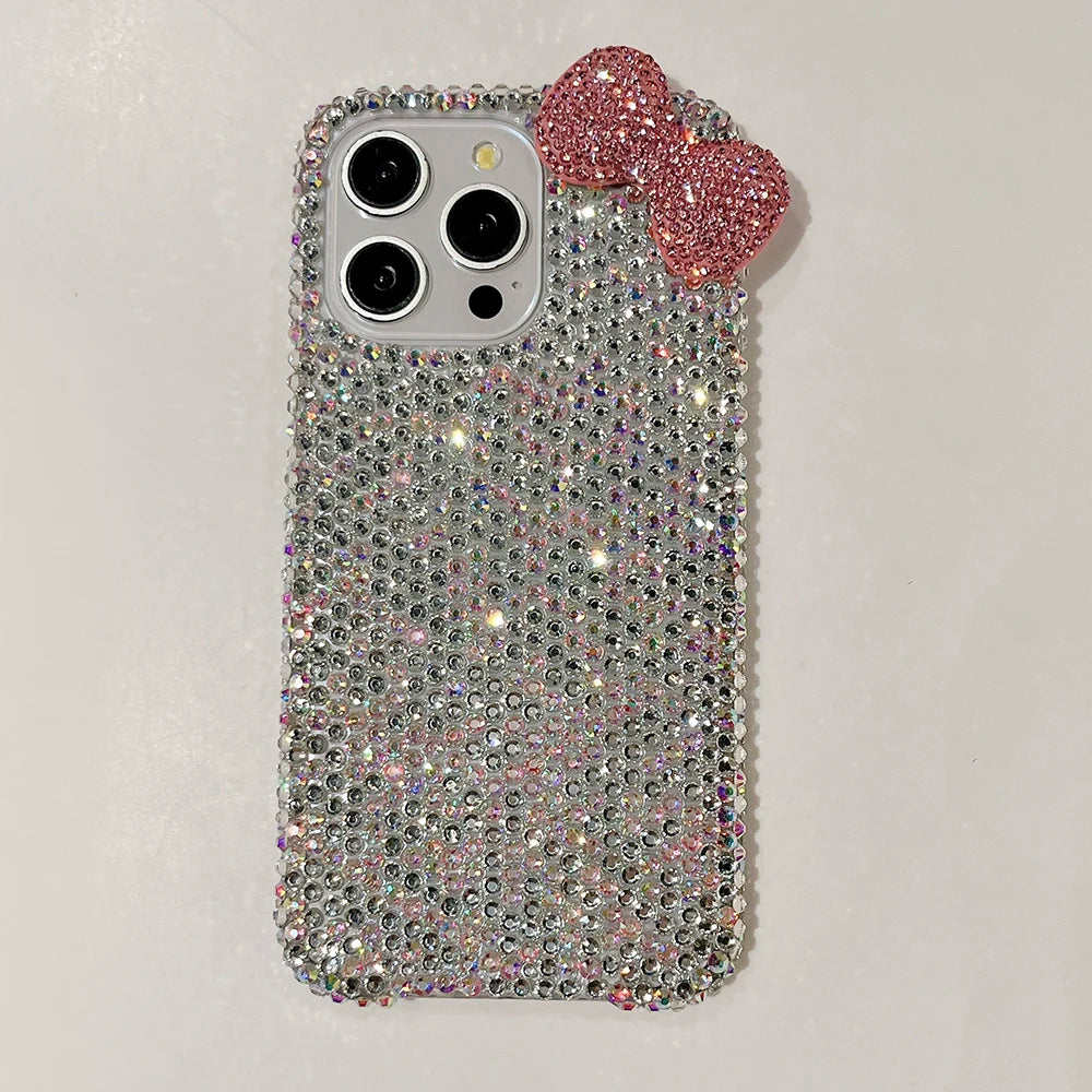 3D Glitter Bowknot Diamond Crystal Phone Case For iPhone Shockproof Bling Cover Case