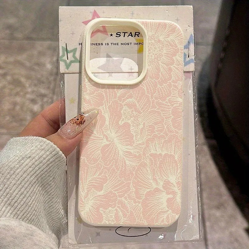 Elegant Pink Floral Print Phone Case For iPhone
