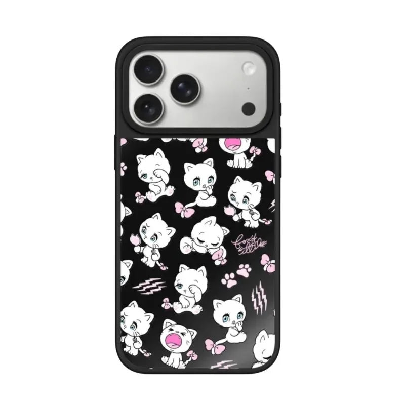 Cartoon Rabbits Pink Hearts Acrylic Phone Cover For IPhone