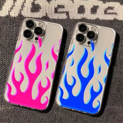 Beautiful Blue Flame Clear Cover Phone Case