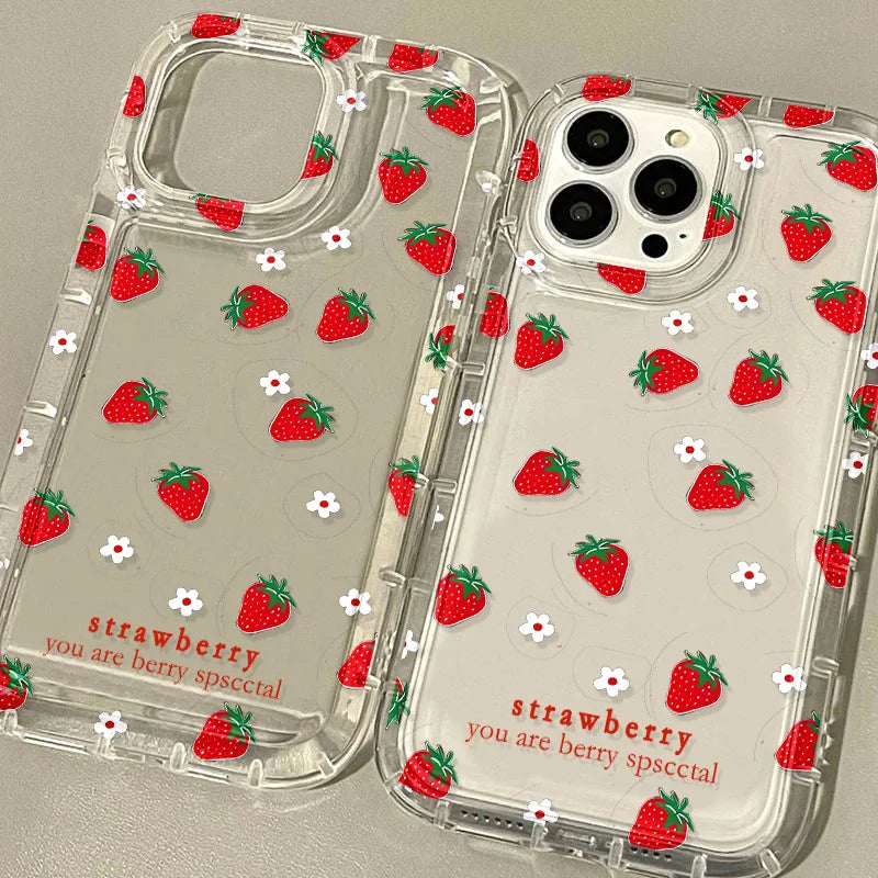 Cartoon Cute Flower Strawberry Phone Case For iPhone