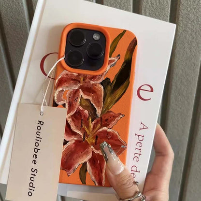 Pink Lily Oil Painting iPhone Case – Soft Silicone Cover