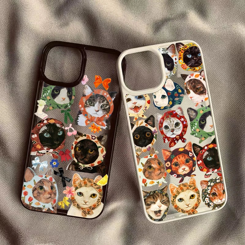Colorful Cat Design Clear Phone Case