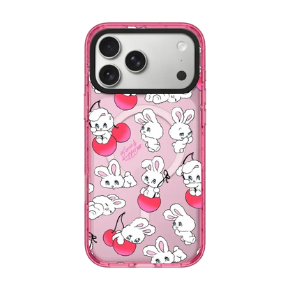 Rabbit Cherry Strawberry iPhone Case With Pink Border