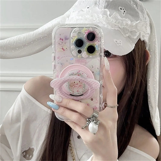 Korean Pink Cute Sheep Magntic Phone Case For iPhone