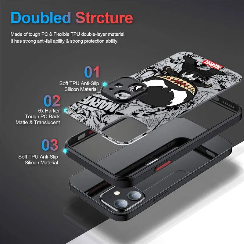 Marvel Venom Spider Man Cartoon Phone Case For iPhone