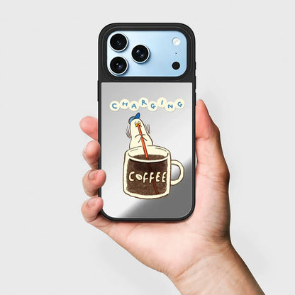 Cute Lazy Duck Mirror Surface Magnetic Phone Case Cover For iPhone
