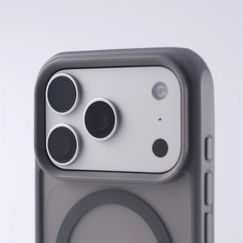 Matte Translucent MagSafe iPhone Case, Metal Holder Bumper