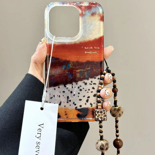 Ins Color Blocking Splicing Blocks Cartoon Simple Girl Phone Case For iPhone