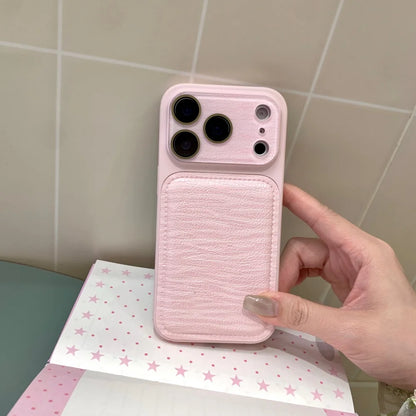 INS Minimalist Leather Phone Case For iPhone Lens Ripples Shockproof Acrylic Cover
