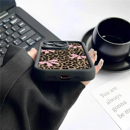 Leopard Print Bow iPhone Case – Waterproof, Shockproof & Scratch-Resistant