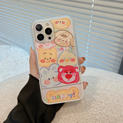 Cartoon Graffiti Invisible Stand Phone Case For iPhone
