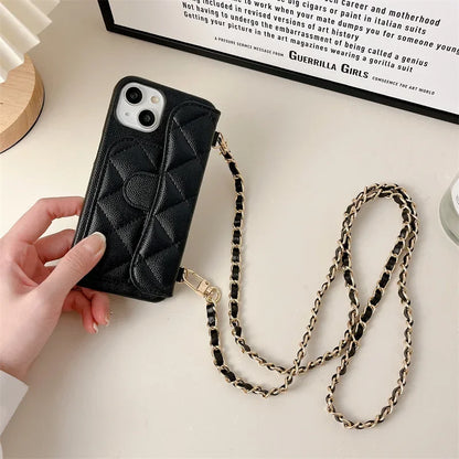 PU Leather Crossbody Lanyard Wallet With Card Holder Phone Case For iPhone Shockproof Cover