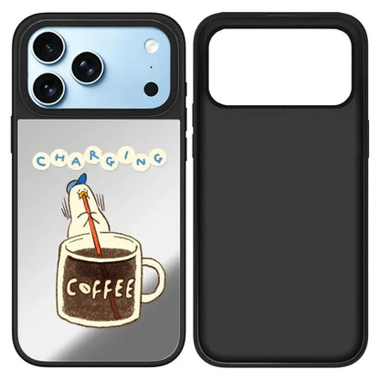 Cute Lazy Duck Mirror Surface Magnetic Phone Case Cover For iPhone