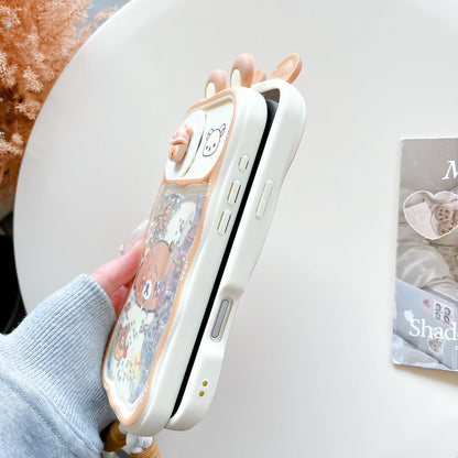 For iPhone Quicksand Ears Rilakkuma Sliding Window Protect Camera Case