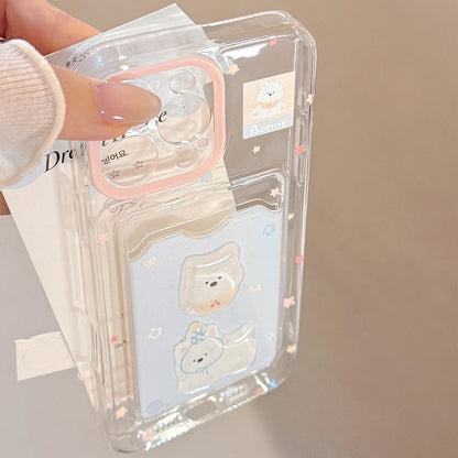 Cartoon Dog Cute Puppy Wallet Card Holder Slot Phone Case