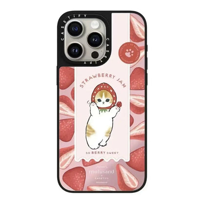 Adorable Cat Holding Peach Mirror Phone Case